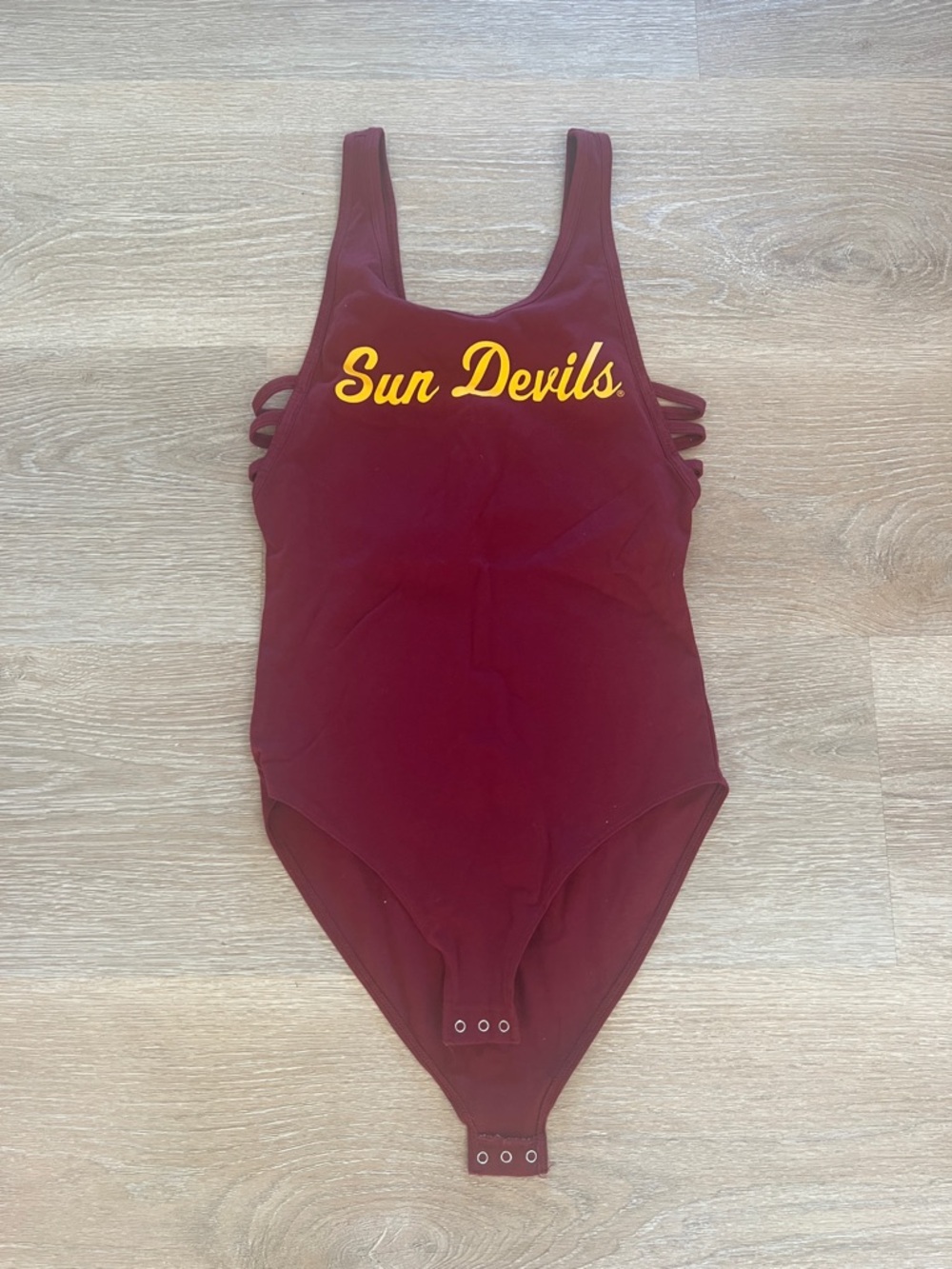 PINK Victoria's Secret ASU Maroon Strappy Bodysuit